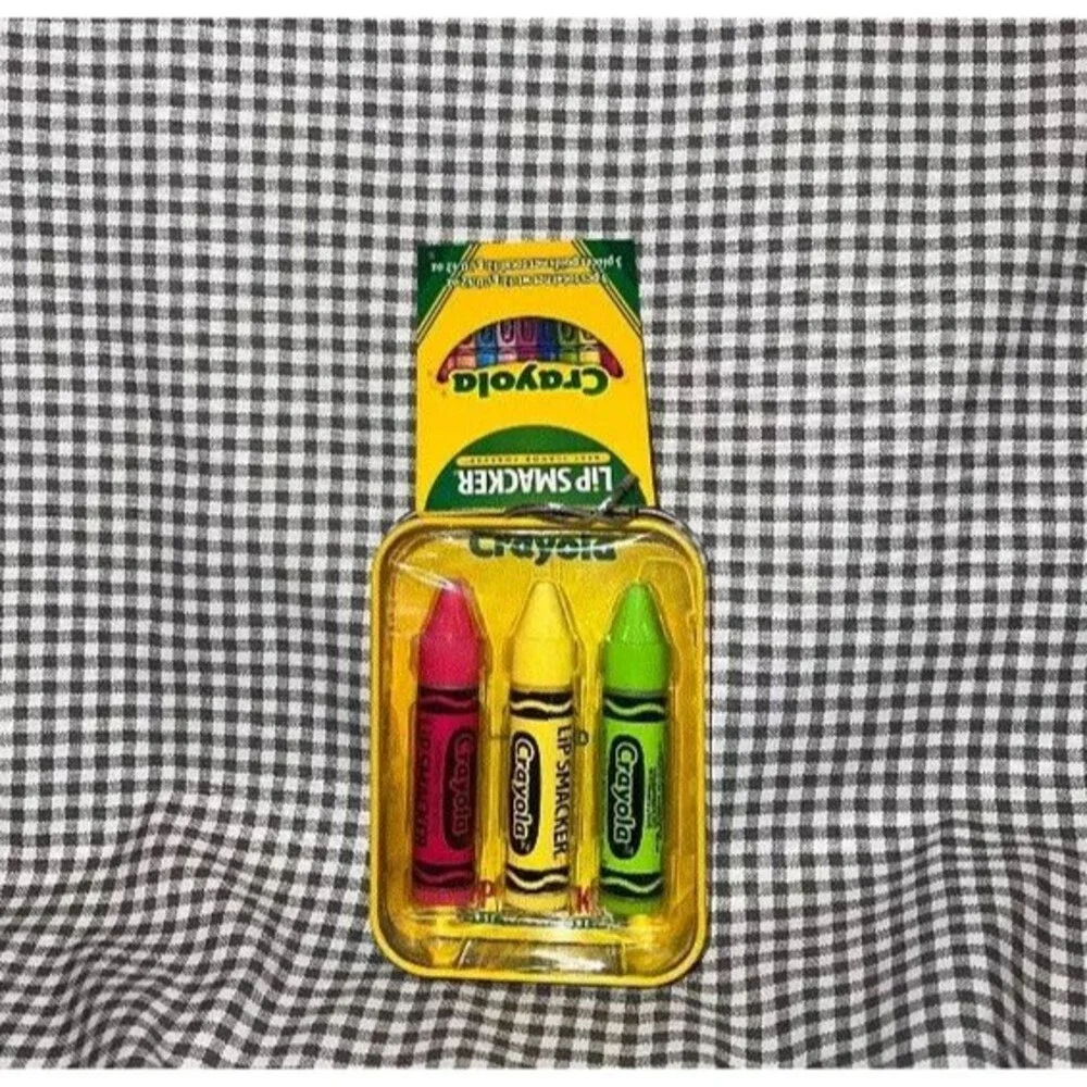 Lip Smacker Crayola 3 Pc Lip Balm Tin Razzmatazz, Banana, Granny Smith